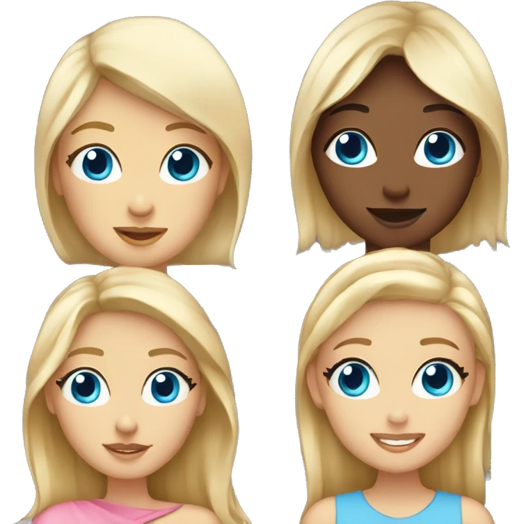 Mother blue eyes and daughter blue eyes and blonde with pink emoji