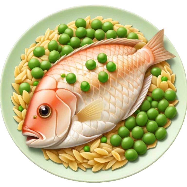 Tilapia with orzo peas and potato emoji