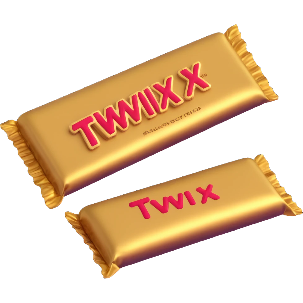 Twix candy bar with gold wrapper emoji