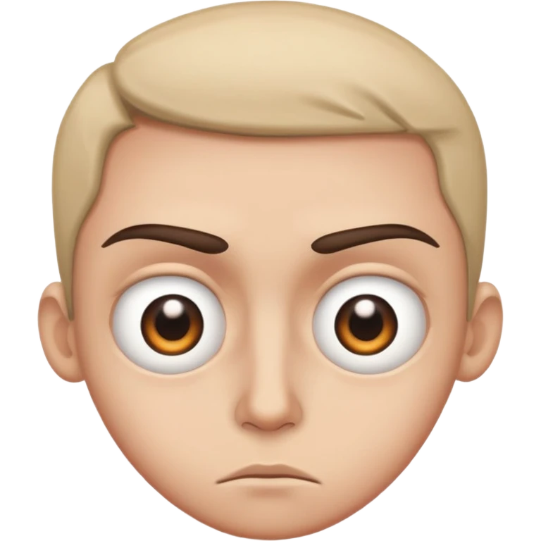 Suspicious with one eye bigger than the other looking at the Camrea emoji