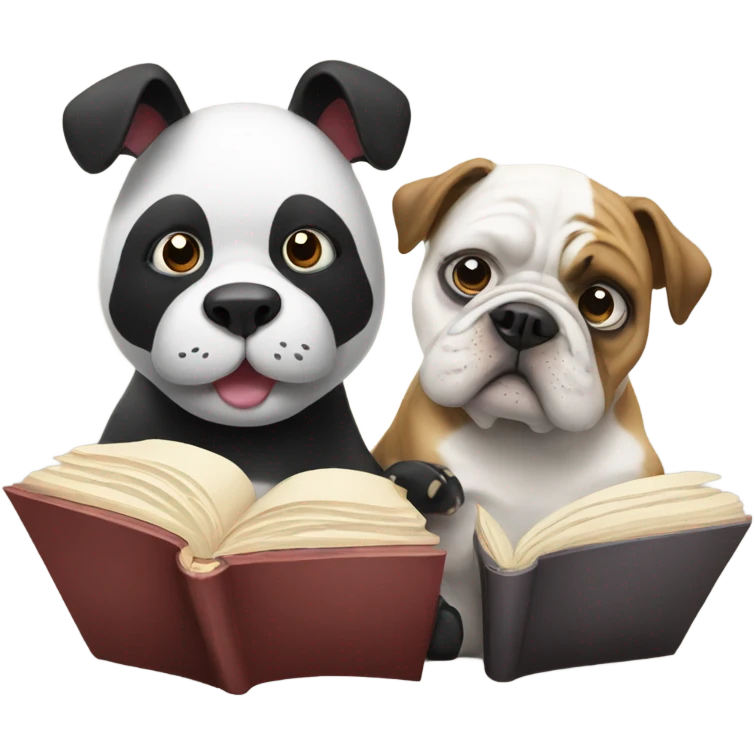 Panda and a bulldog reading emoji