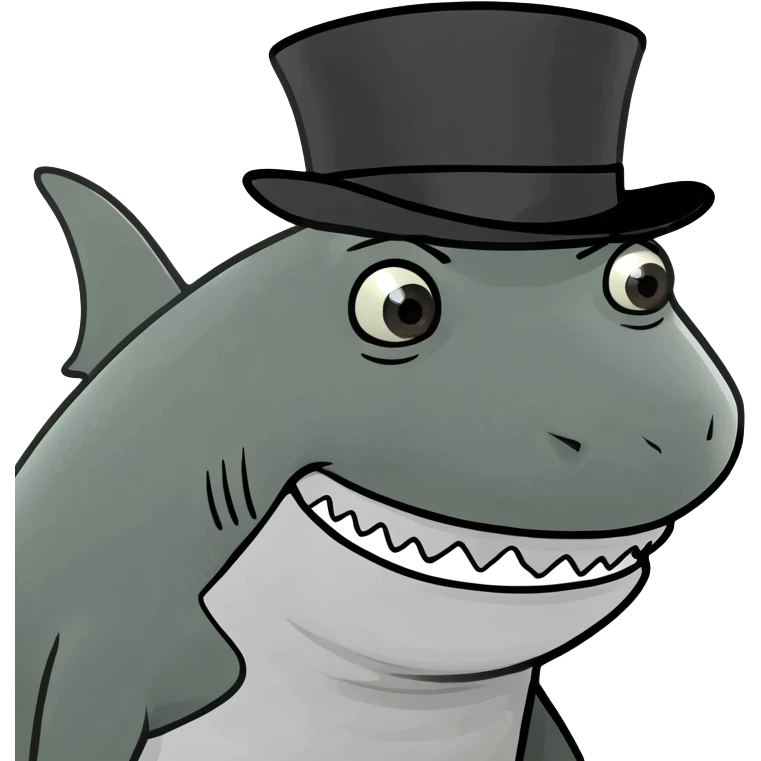 Shark with a top hat emoji