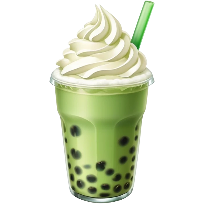 green bubble tea with whipped cream on top emoji