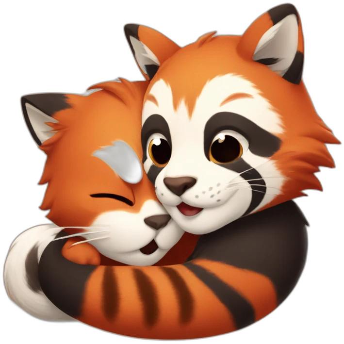cat-cuddling-with-red-panda emoji