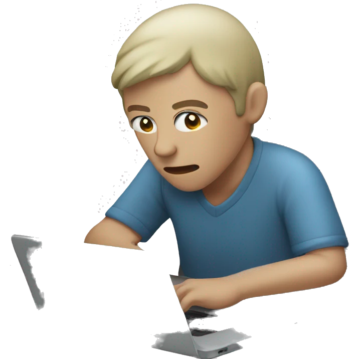 Sick person in front of a laptop emoji