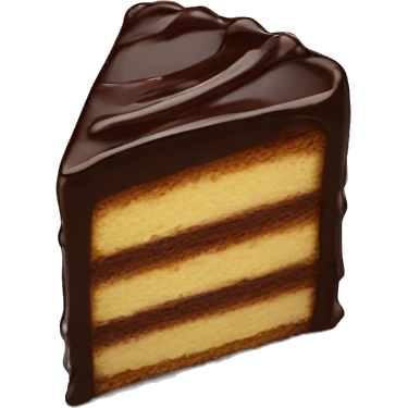 piece of Cake with many layers and a chocolate glaze emoji