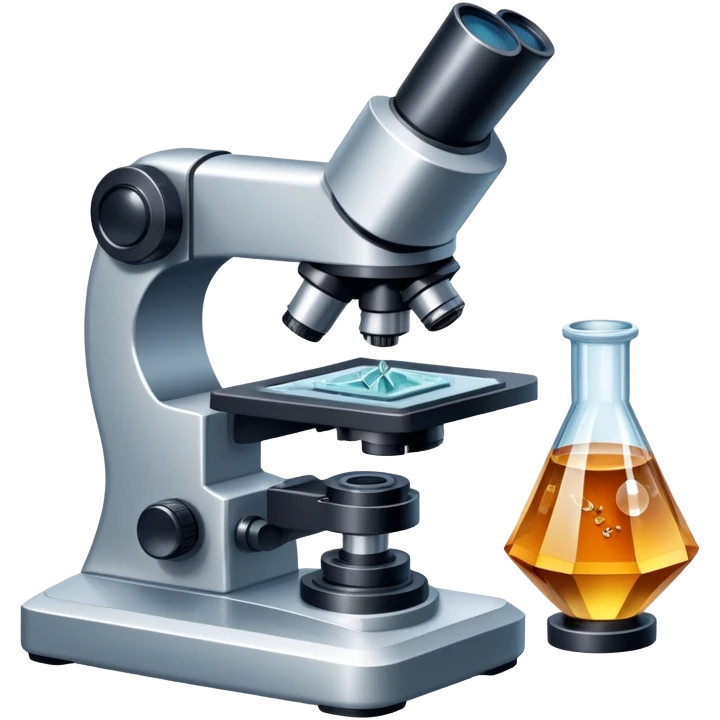An icon featuring an electronic microscope, a metal alloy, and a crystal structure, symbolizing materials science. The design includes different materials like metals, ceramics, and polymers, alongside a stamp representing testing and quality control. Transparent background emoji