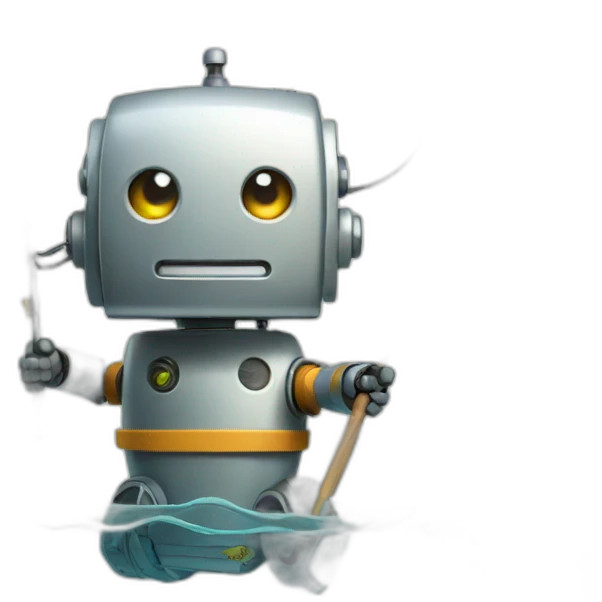 robot with fishing road emoji