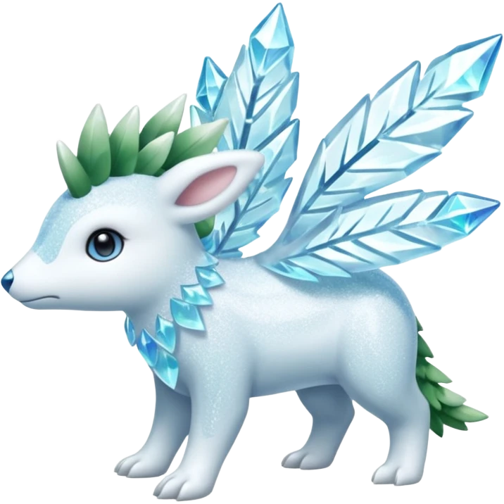 Sparkly Icy Glacial Helioptile-Amaura-Shaymin-Fakémon-hybrid-creature (full body)  emoji