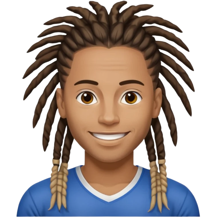 Create an emoji of rey. he has dreadlocks, african american, he's an athlete handsome with a million dollar smile. he's also a strength coach who values performance training emoji