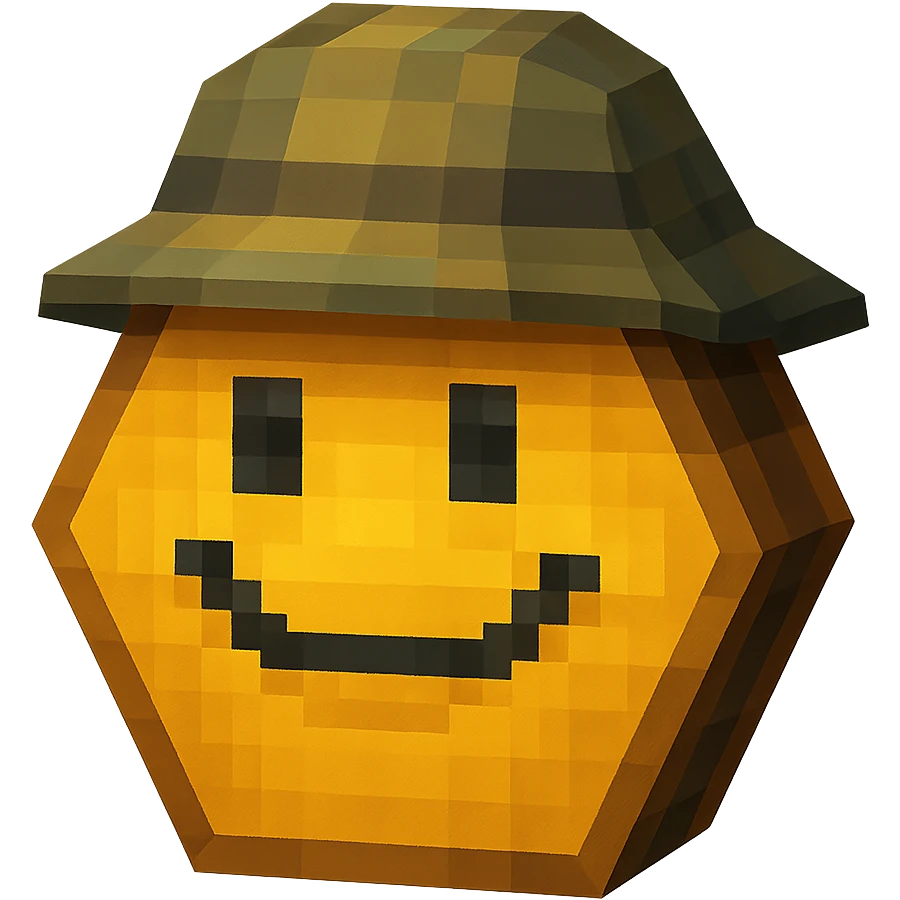 Create a realistic emoji character named Master Hunt. Hexagon shape, Helmet, The background should be transparent , for positive work culture. emoji