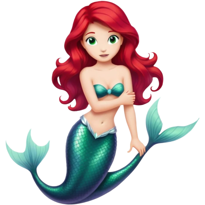 Ariel mermaid princess with red hair and green tail emoji