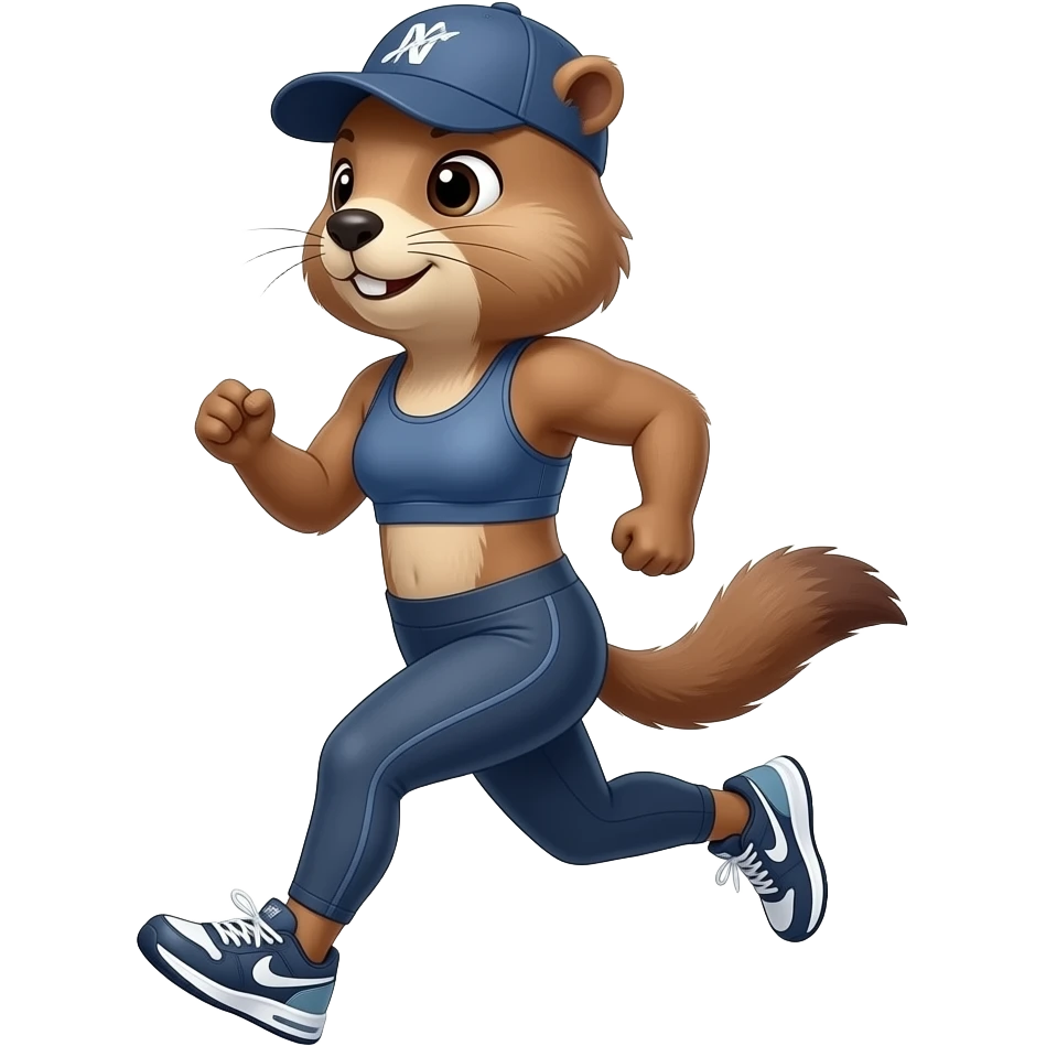 Marmotte qui fait le jogging avec basquettes legging et brassière sans ballon avec casquette emoji