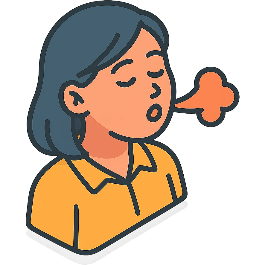 женщина выдыхает с облегчением emoji