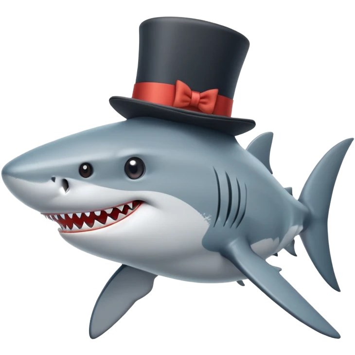 Shark with a top hat emoji