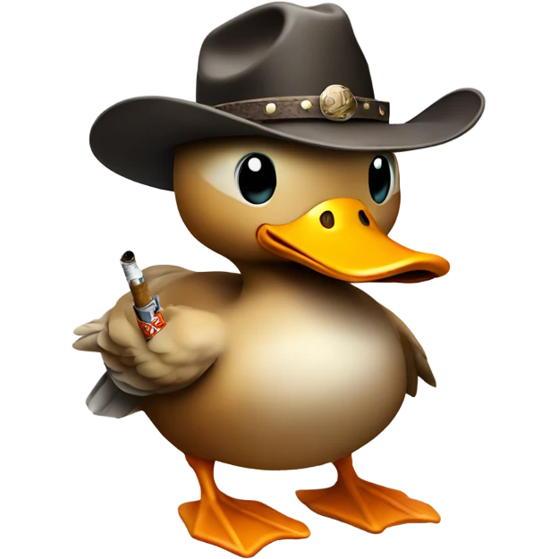 Duck wearing a cowboy hat smoking a cigarette  emoji