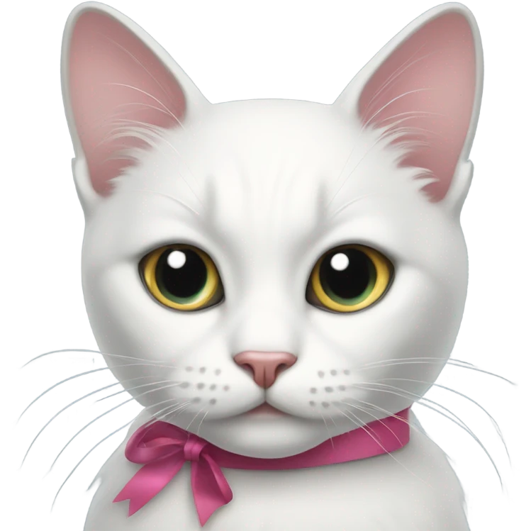 white cat with ribbon emoji