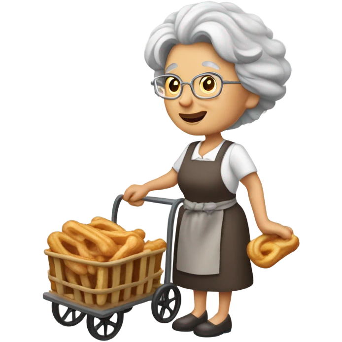 Tan old lady with a cart selling churros emoji