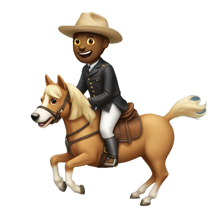 A dog riding a horse emoji