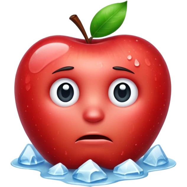 Frozen icy sad face apple emoji emoji