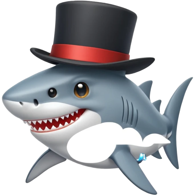 Shark with a top hat emoji