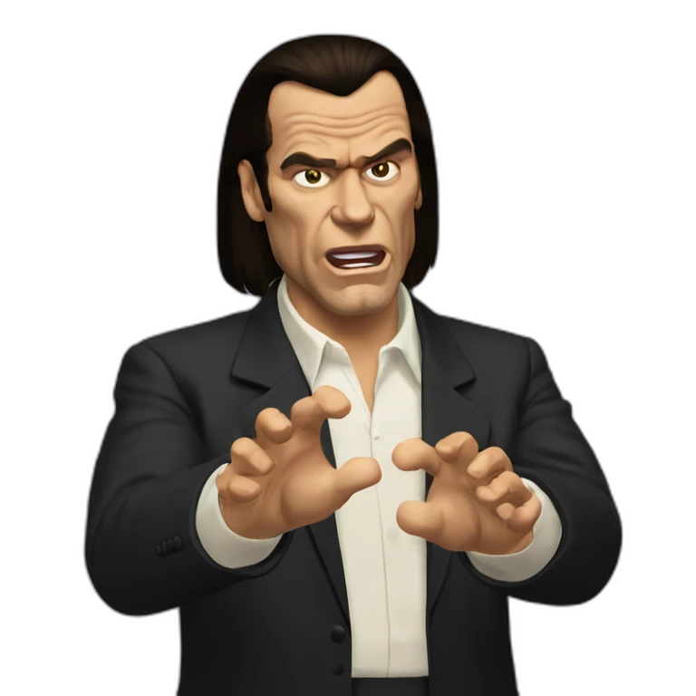 Vincent Vega from Pulp Fiction with the hands gesturing confusion emoji