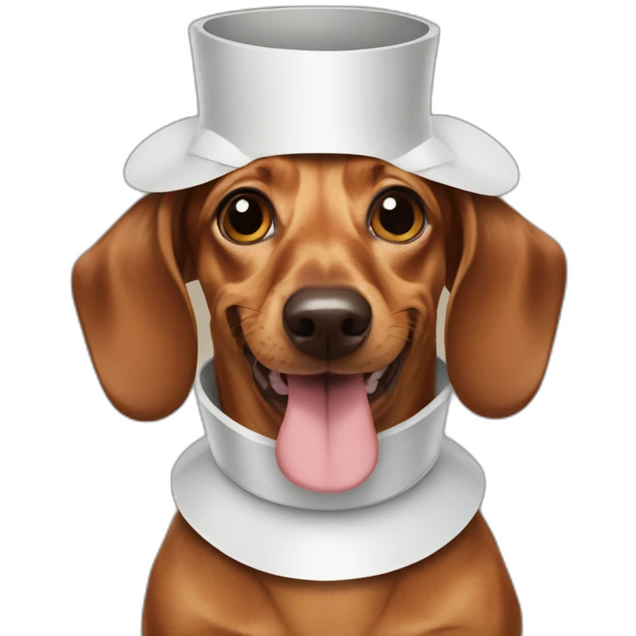 smiling dachshund with Elizabethan collar emoji