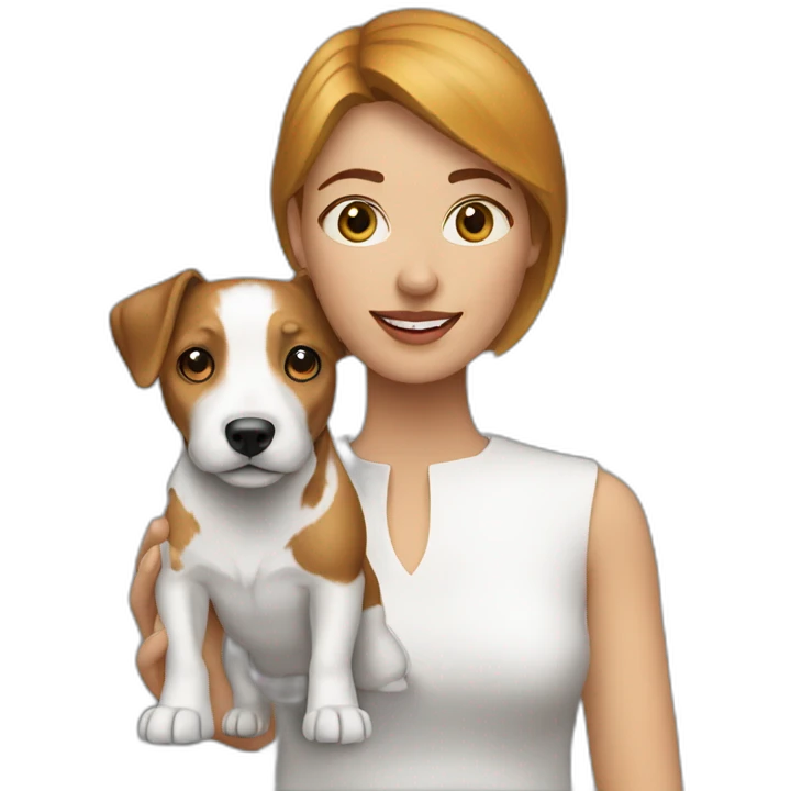 woman with jack russel white emoji