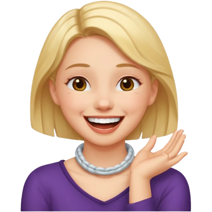 Girl hands around neck laughing emoji