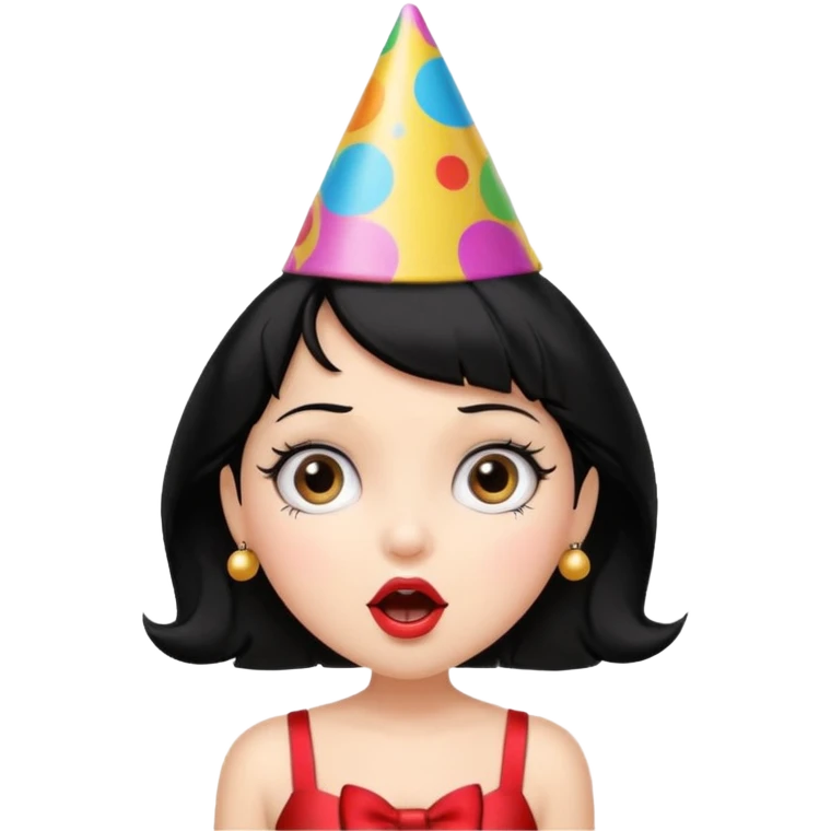 Do not change the face I already created, I want her with Betty boop face and black hair surprise emoji