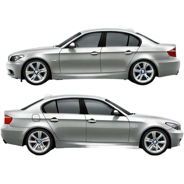 BMW E60 530D in silver color with gold rims emoji