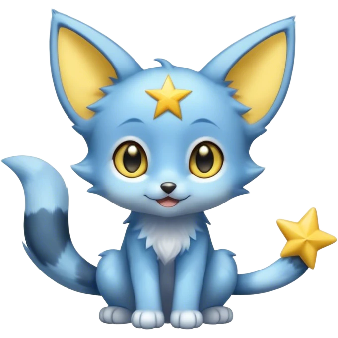 Shinx, round ears, yellow star on tail, full body, big eyes, hapy emoji