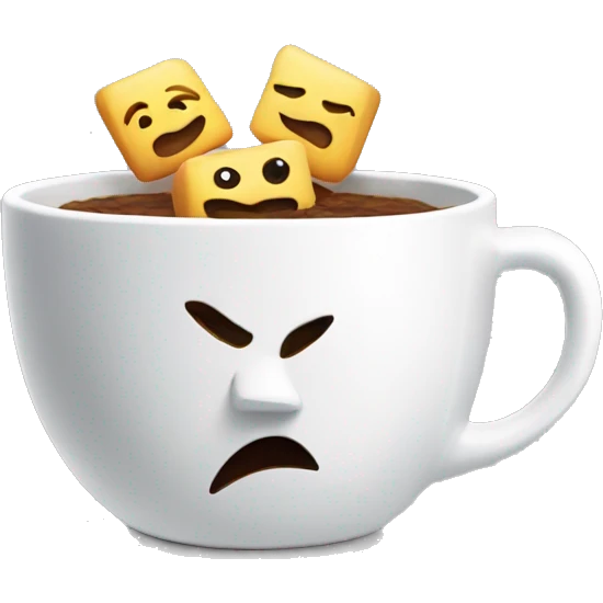 A side view of jealous squares in a white cup bowl emoji
