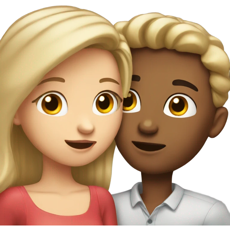 brunette girl kissing blonde boy emoji