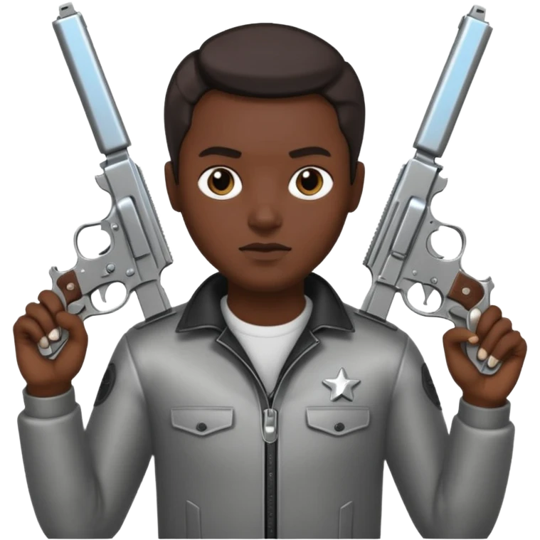 Un persona mala con pistolas y plata emoji