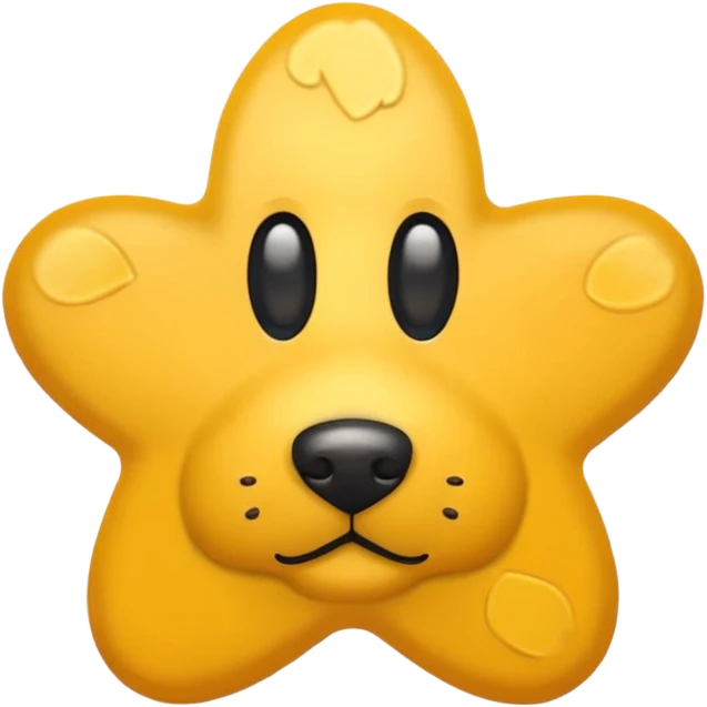 yellow star with a dog paw print in the center, classic emoji look emoji