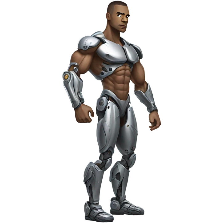 muscular cyborg, cyberpunk, neon lights emoji