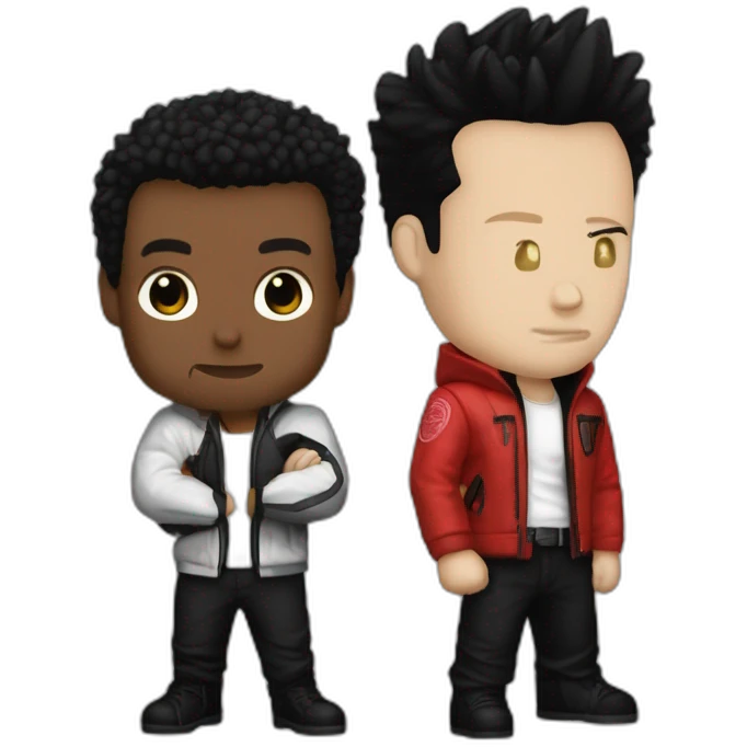 fight club the narator and tyler from fight club (white) tyler (red jacket) narator (black costume) emoji