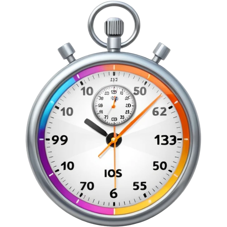 modern stopwatch showing 15 minutes, clear dial, minute hand at 3, vibrant color scheme, no text emoji