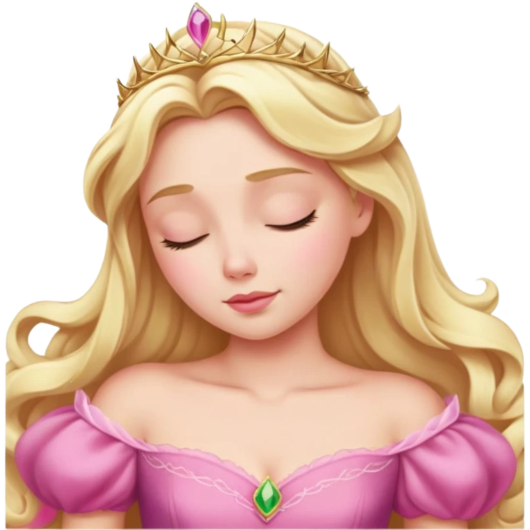 ultra simplified Aurora Sleeping Beauty, pink dress, blonde hair, very minimal details, slightly zoomed out to show more of dress emoji