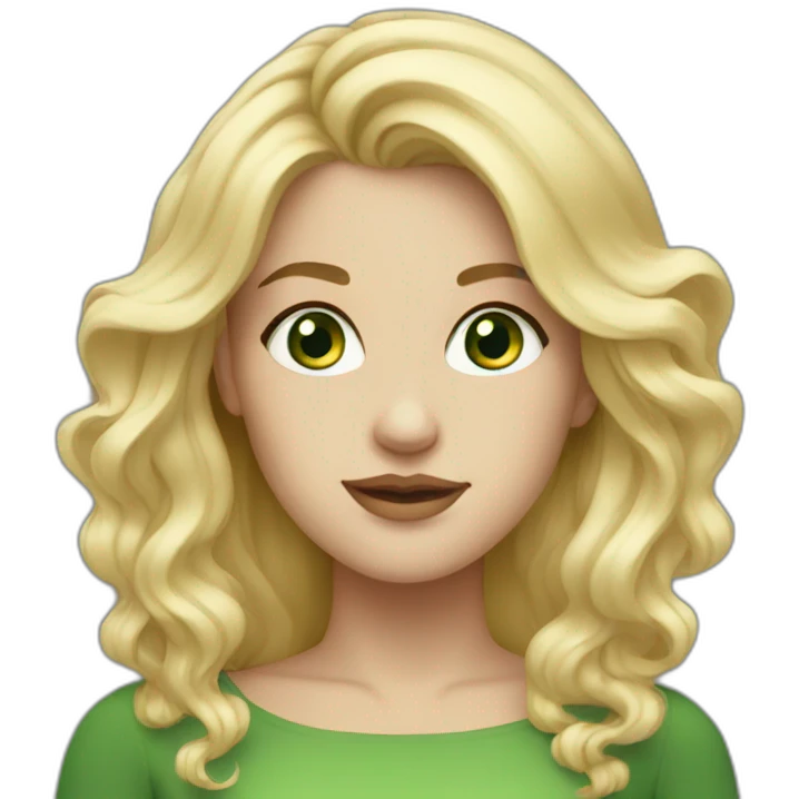 white woman, blonde hair, green eyes, beautiful emoji