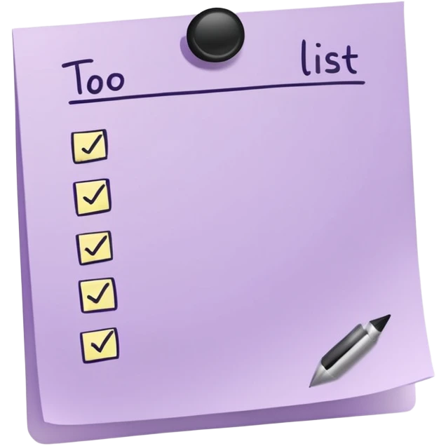 pale purple sticky note with to do list emoji