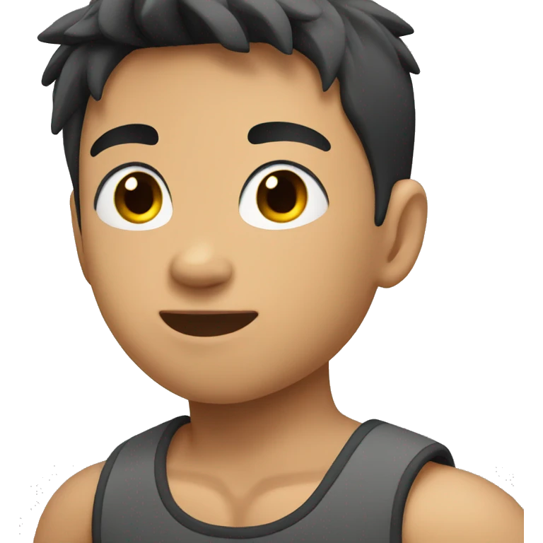 Asian boy with muscles emoji