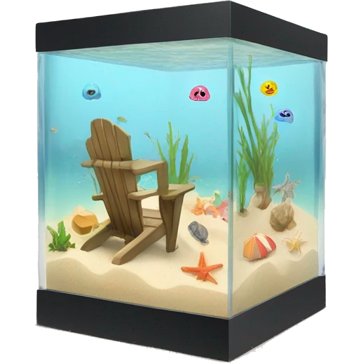 beach landscape in cube aquarium emoji