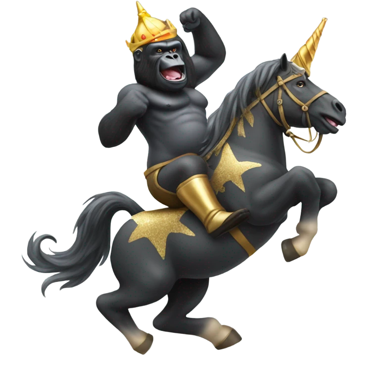 oily gorilla riding unicorn emoji