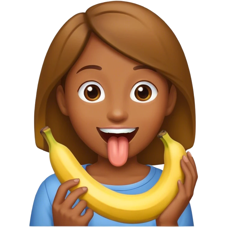 Licking a banana emoji