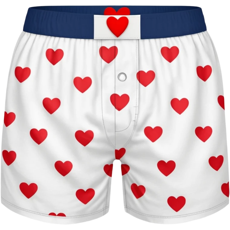 white men's boxer shorts with red heart print emoji