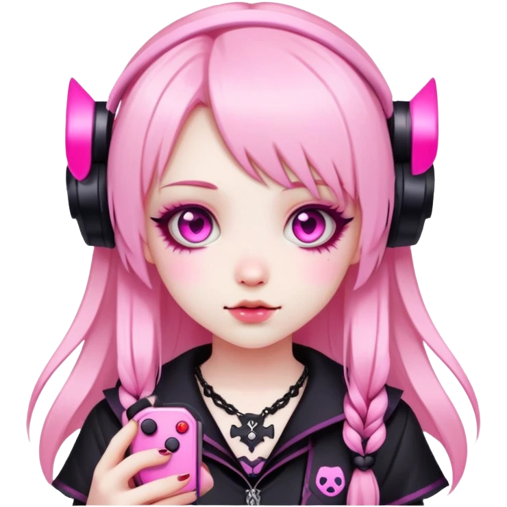 pink kawaii gamer girl gothic accessories emoji