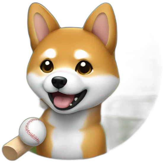 baseball player shiba-with-baseball-bat emoji