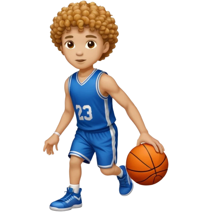 light skin boy playing basketball with curly hair emoji